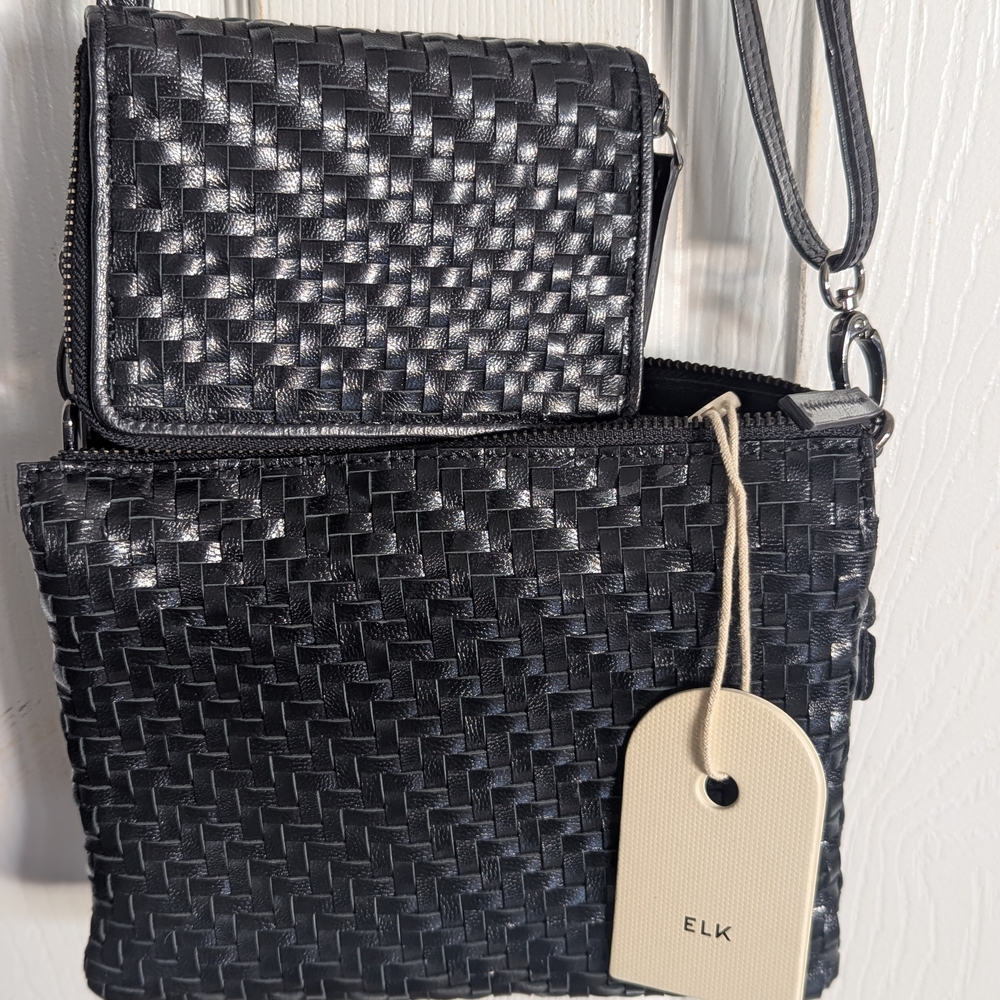 Elk Black Woven Crossbody Bag & Wallet Set